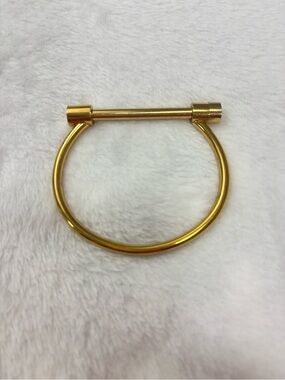 Gold-Tone Stainless Steel Minimalist Bar Closure Bangle Bracelet
